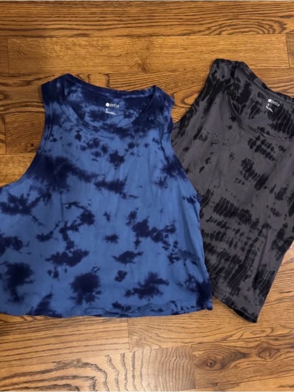 Zella Tie-Dye Sleeveless Tanks - Navy Blue & Charcoal
